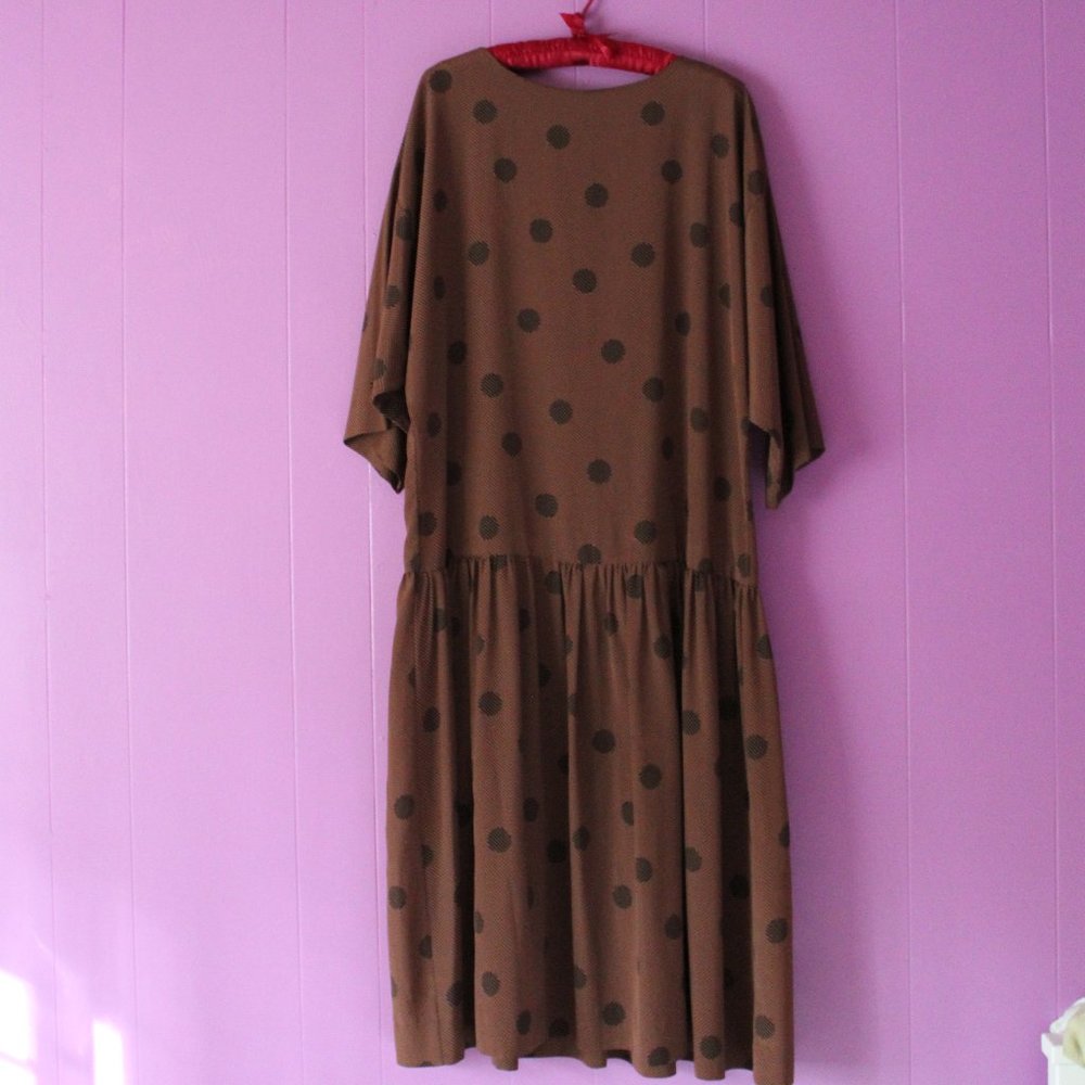 vtg Lanvin silk drop-waist polka dot  dress